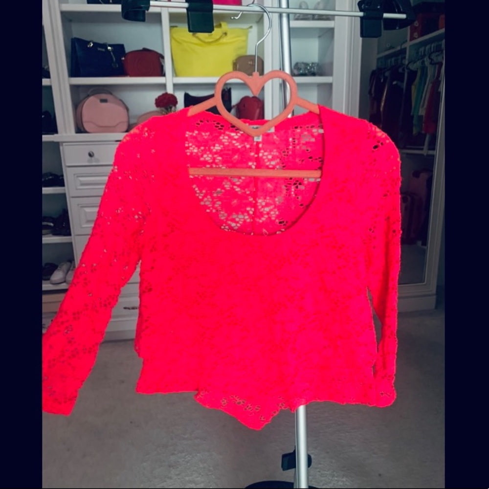 Hot Pink Charlotte Russe Lace top size L